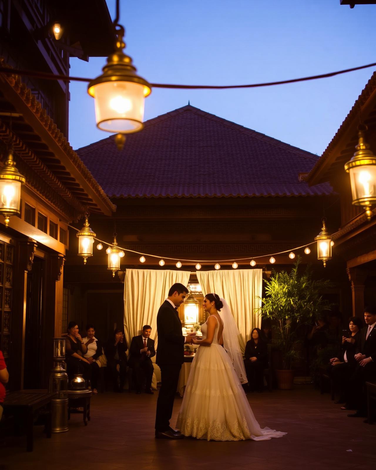 A candlelit wedding ceremony in a Kathmandu heritage courtyard